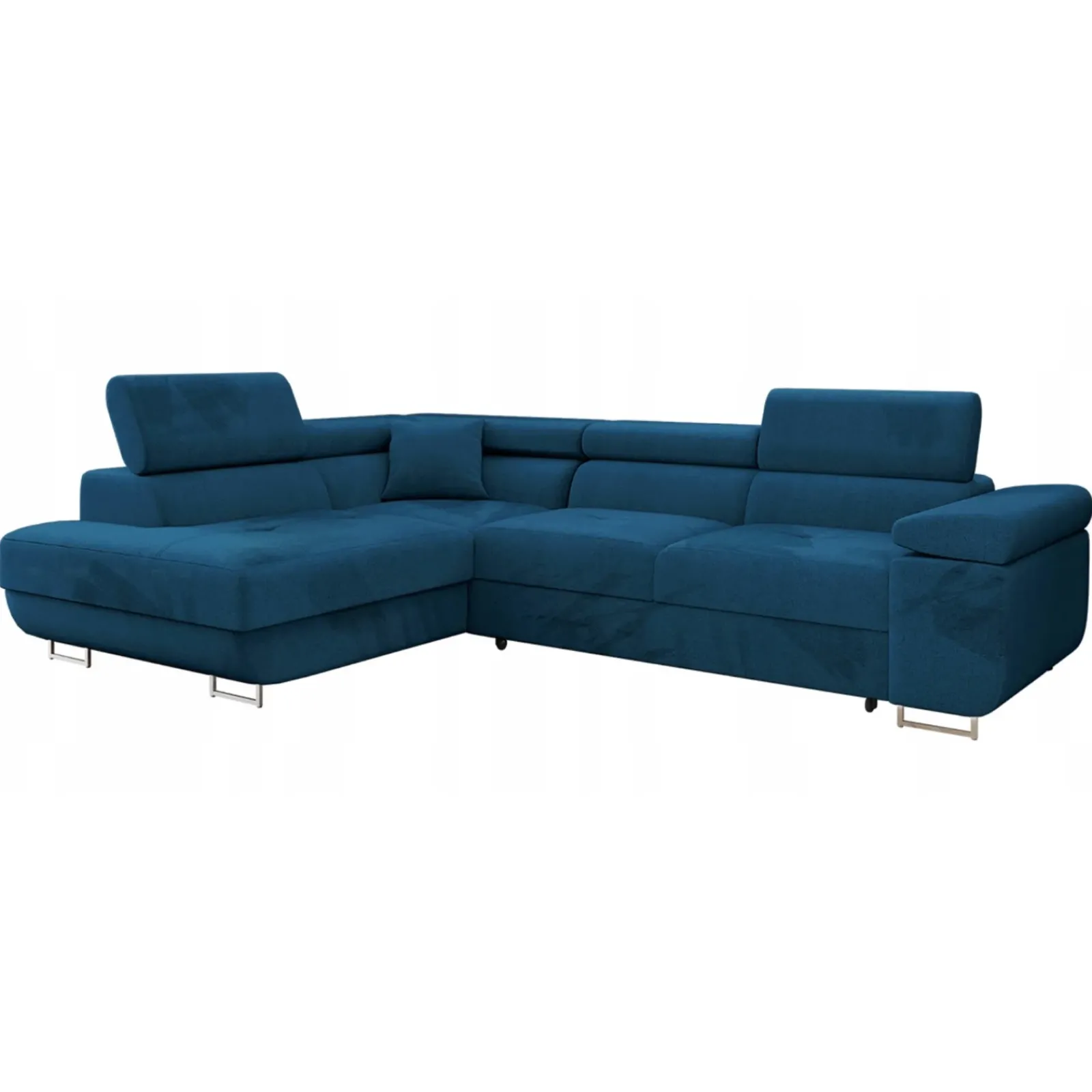 Garnero Arredamenti Divani Angolari|Divani Letto-Divano letto angolare sinistra imbottito 274x203cm blu Bormio Tessuto Vellutato Manila Blu