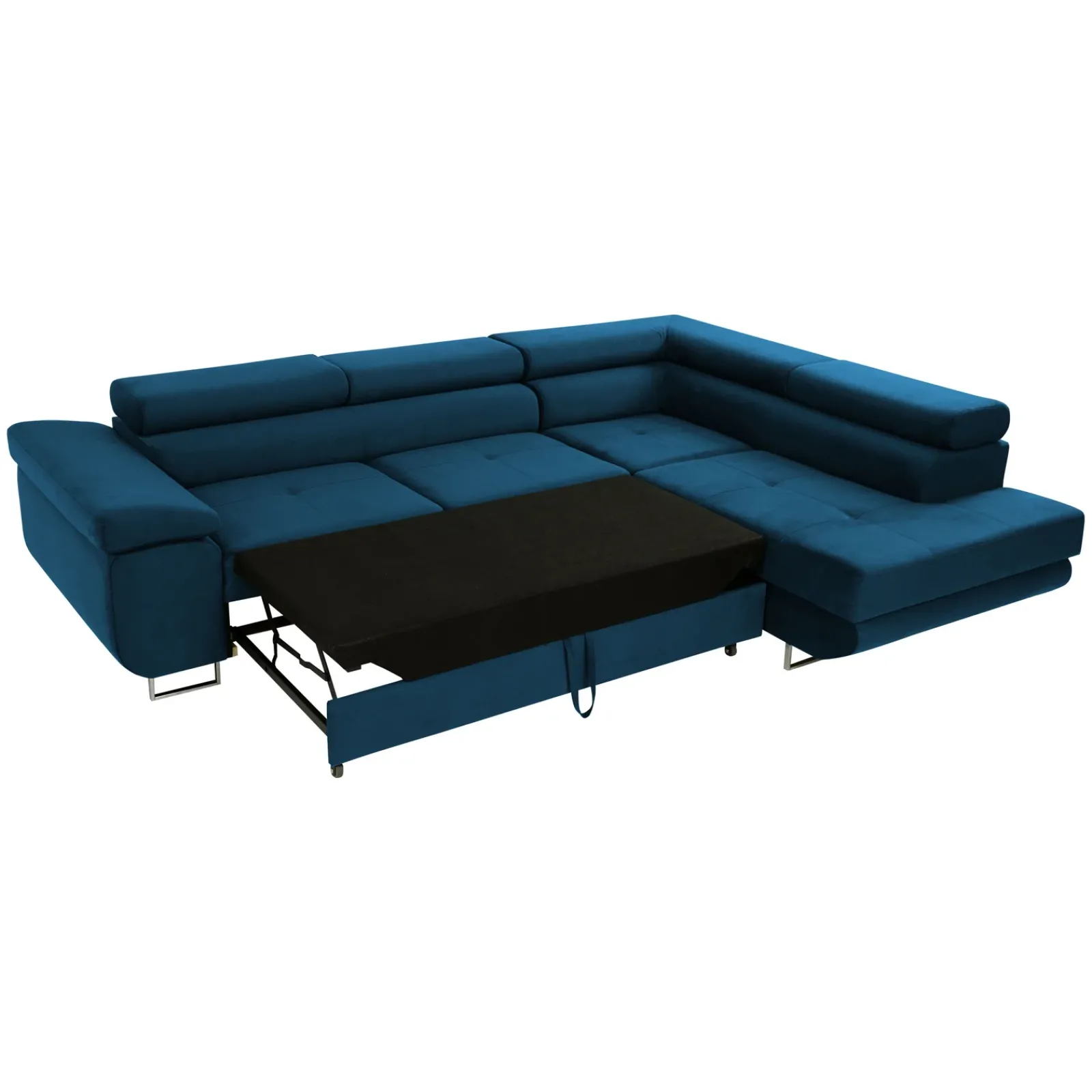 Garnero Arredamenti Divani Angolari|Divani Letto-Divano letto angolare sinistra imbottito 274x203cm blu Bormio Tessuto Vellutato Manila Blu