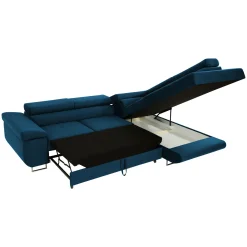 Garnero Arredamenti Divani Angolari|Divani Letto-Divano letto angolare sinistra imbottito 274x203cm blu Bormio Tessuto Vellutato Manila Blu