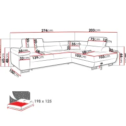 Garnero Arredamenti Divani Angolari|Divani Letto-Divano letto angolare sinistra imbottito 274x203cm blu Bormio Tessuto Vellutato Manila Blu