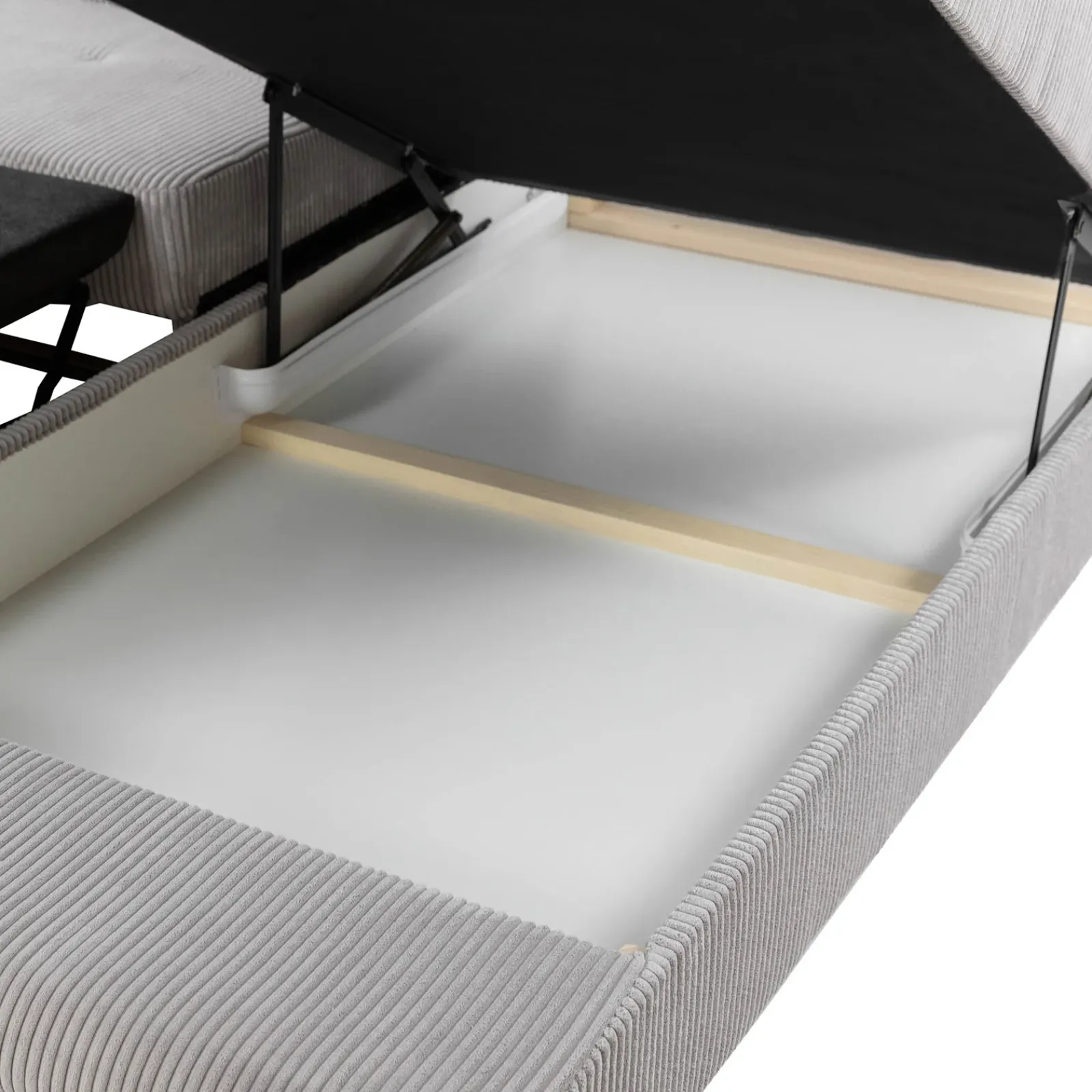 Garnero Arredamenti Divani Angolari|Divani Letto-Divano letto angolare sinistra imbottito 274x203cm velluto a coste grigio Bormio Velluto Poso Grigio