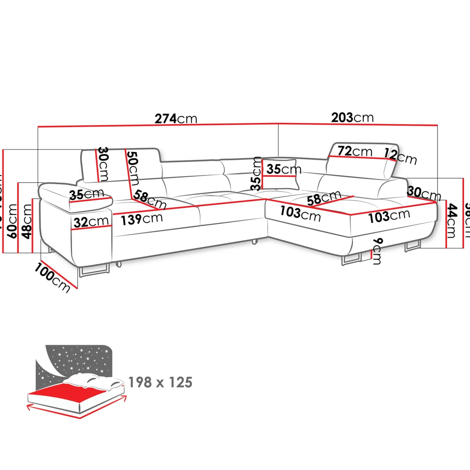 Garnero Arredamenti Divani Angolari|Divani Letto-Divano letto angolare sinistra imbottito 274x203cm velluto a coste grigio Bormio Velluto Poso Grigio