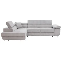 Garnero Arredamenti Divani Angolari|Divani Letto-Divano letto angolare sinistra imbottito 274x203cm velluto a coste grigio Bormio Velluto Poso Grigio