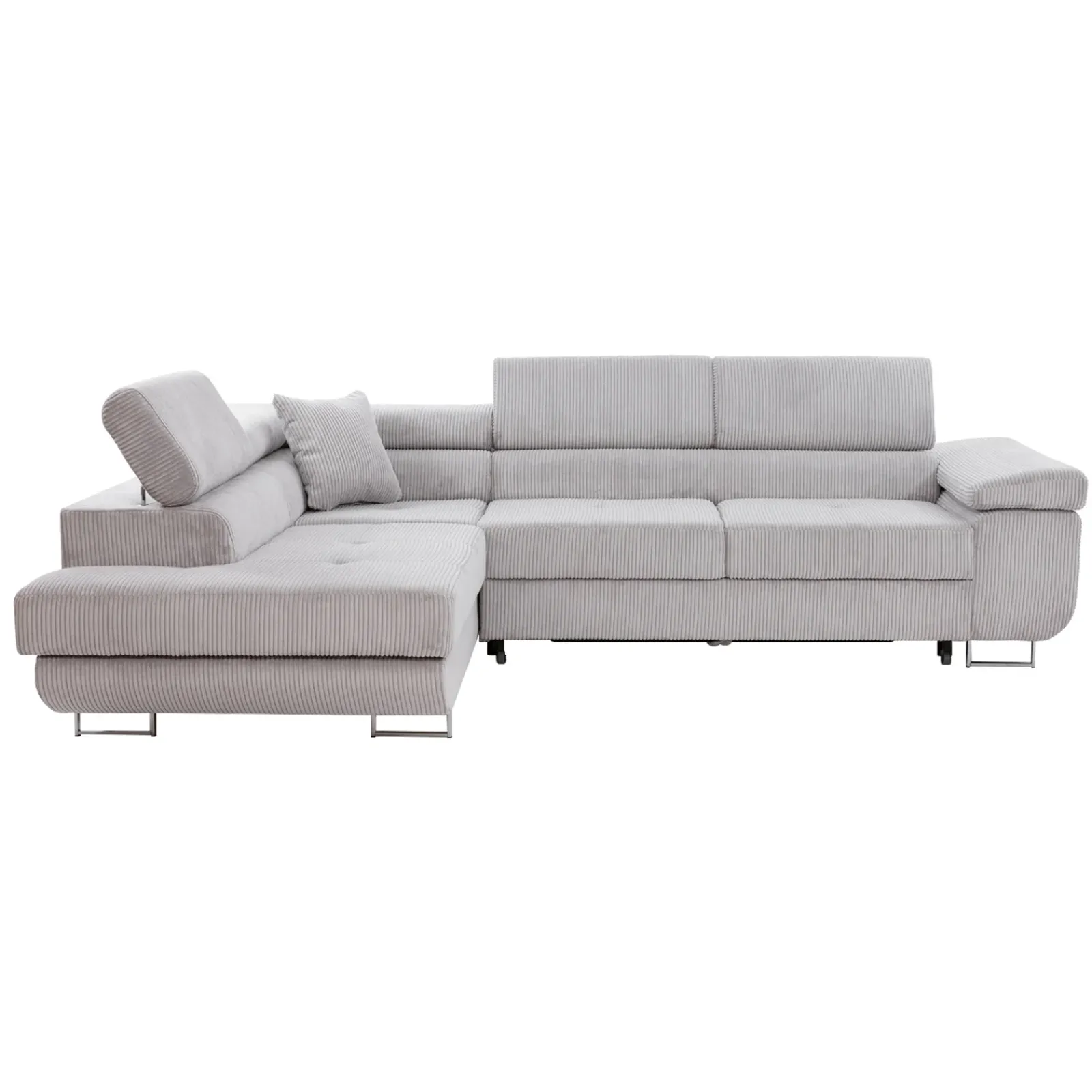 Garnero Arredamenti Divani Angolari|Divani Letto-Divano letto angolare sinistra imbottito 274x203cm velluto a coste grigio Bormio Velluto Poso Grigio