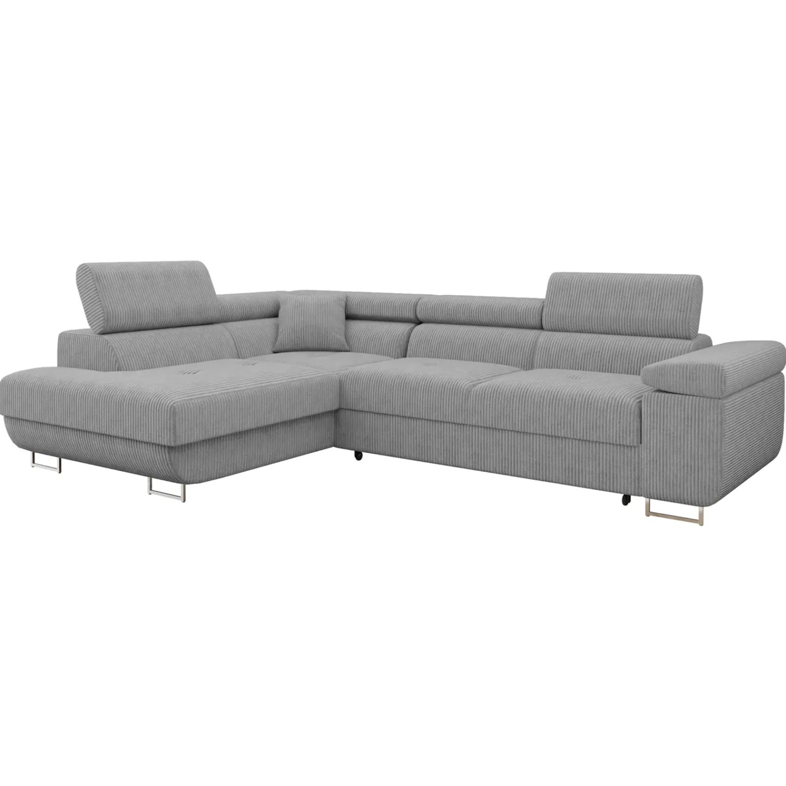 Garnero Arredamenti Divani Angolari|Divani Letto-Divano letto angolare sinistra imbottito 274x203cm velluto a coste grigio Bormio Velluto Poso Grigio