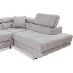 Garnero Arredamenti Divani Angolari|Divani Letto-Divano letto angolare sinistra imbottito 274x203cm velluto a coste grigio Bormio Velluto Poso Grigio