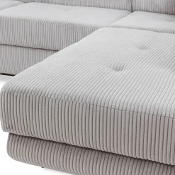 Garnero Arredamenti Divani Angolari|Divani Letto-Divano letto angolare sinistra imbottito 274x203cm velluto a coste grigio Bormio Velluto Poso Grigio