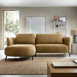 Garnero Arredamenti Divani Angolari|Divani Letto-Divano letto angolare sinistra 3 posti 260x180cm tessuto bouclè beige scuro Repose Tessuto Bouclè Blur Beige Scuro