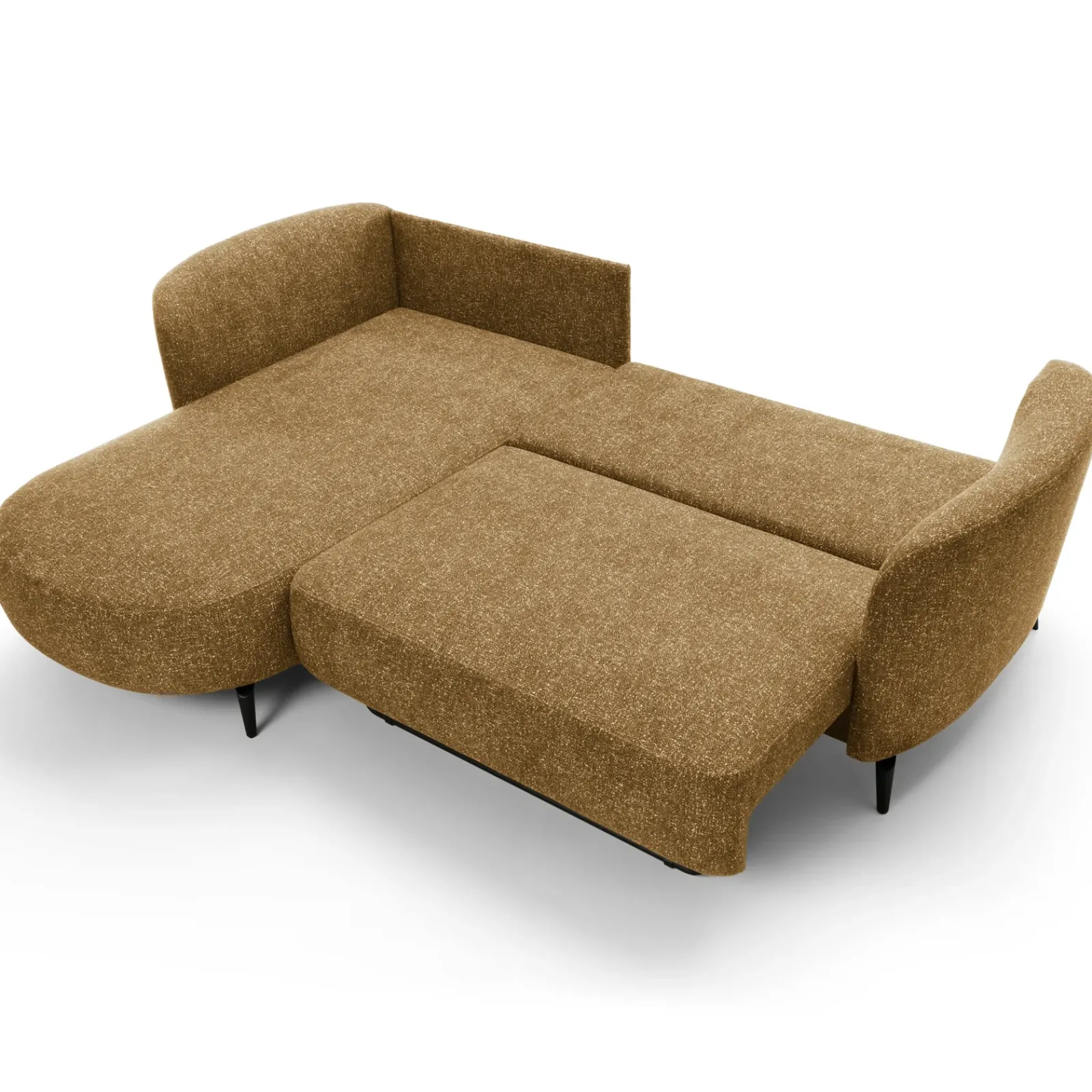 Garnero Arredamenti Divani Angolari|Divani Letto-Divano letto angolare sinistra 3 posti 260x180cm tessuto bouclè beige scuro Repose Tessuto Bouclè Blur Beige Scuro