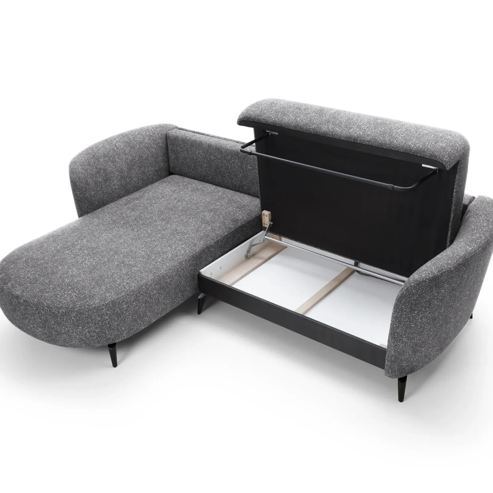 Garnero Arredamenti Divani Angolari|Divani Letto-Divano letto angolare sinistra 3 posti 260x180cm tessuto bouclè grigio Repose Tessuto Bouclè Blur Grigio