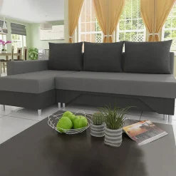 Garnero Arredamenti Divani Angolari|Divani Letto-Divano letto angolare sinistra 3 posti 215cm grigio scuro e chiaro Aureliano