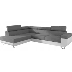 Garnero Arredamenti Divani Angolari|Divani Letto-Divano letto angolare sinistra 3 posti 253x188cm grigio bianco Almese Tessuto Lux Ecopelle Grigio Bianco