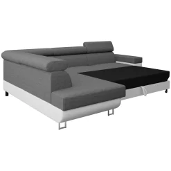 Garnero Arredamenti Divani Angolari|Divani Letto-Divano letto angolare sinistra 3 posti 253x188cm grigio bianco Almese Tessuto Lux Ecopelle Grigio Bianco