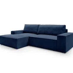 Garnero Arredamenti Divani Angolari|Divani Letto-Divano letto angolare sinistra 3 posti 267x167cm velluto a coste blu Relaxion Velluto a Coste Poso Blu