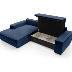 Garnero Arredamenti Divani Angolari|Divani Letto-Divano letto angolare sinistra 3 posti 267x167cm velluto a coste blu Relaxion Velluto a Coste Poso Blu