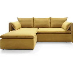 Garnero Arredamenti Divani Angolari|Divani Letto-Divano letto angolare sinistro 3 posti 230x166cm tessuto giallo senape Easeful