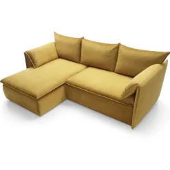 Garnero Arredamenti Divani Angolari|Divani Letto-Divano letto angolare sinistro 3 posti 230x166cm tessuto giallo senape Easeful