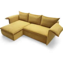 Garnero Arredamenti Divani Angolari|Divani Letto-Divano letto angolare sinistro 3 posti 230x166cm tessuto giallo senape Easeful