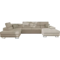 Garnero Arredamenti Divani Panoramici|Divani Angolari-Divano letto angolare sinistra 5 posti 345x202cm tessuto beige Sloffy