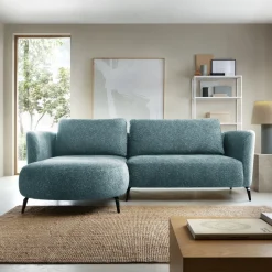 Garnero Arredamenti Divani Angolari|Divani Letto-Divano letto angolare sinistra 3 posti 260x180cm tessuto bouclè azzurro Repose Tessuto Bouclè Blur Azzurro
