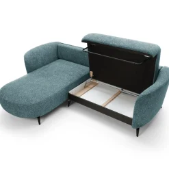 Garnero Arredamenti Divani Angolari|Divani Letto-Divano letto angolare sinistra 3 posti 260x180cm tessuto bouclè azzurro Repose Tessuto Bouclè Blur Azzurro