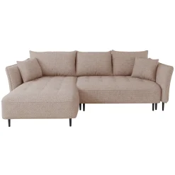 Garnero Arredamenti Divani Angolari|Divani Letto-Divano letto angolare sinistro 3 posti 276x158cm tessuto rosa Angle Tessuto Peluche Onega Rosa