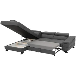 Garnero Arredamenti Divani Angolari|Divani Letto-Divano letto angolare sinistro 5 posti 272x219cm tessuto antracite Lumma