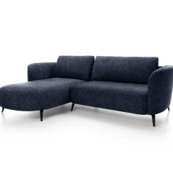 Garnero Arredamenti Divani Angolari|Divani Letto-Divano letto angolare sinistra 3 posti 260x180cm tessuto bouclè blu Repose Tessuto Bouclè Blur Blu