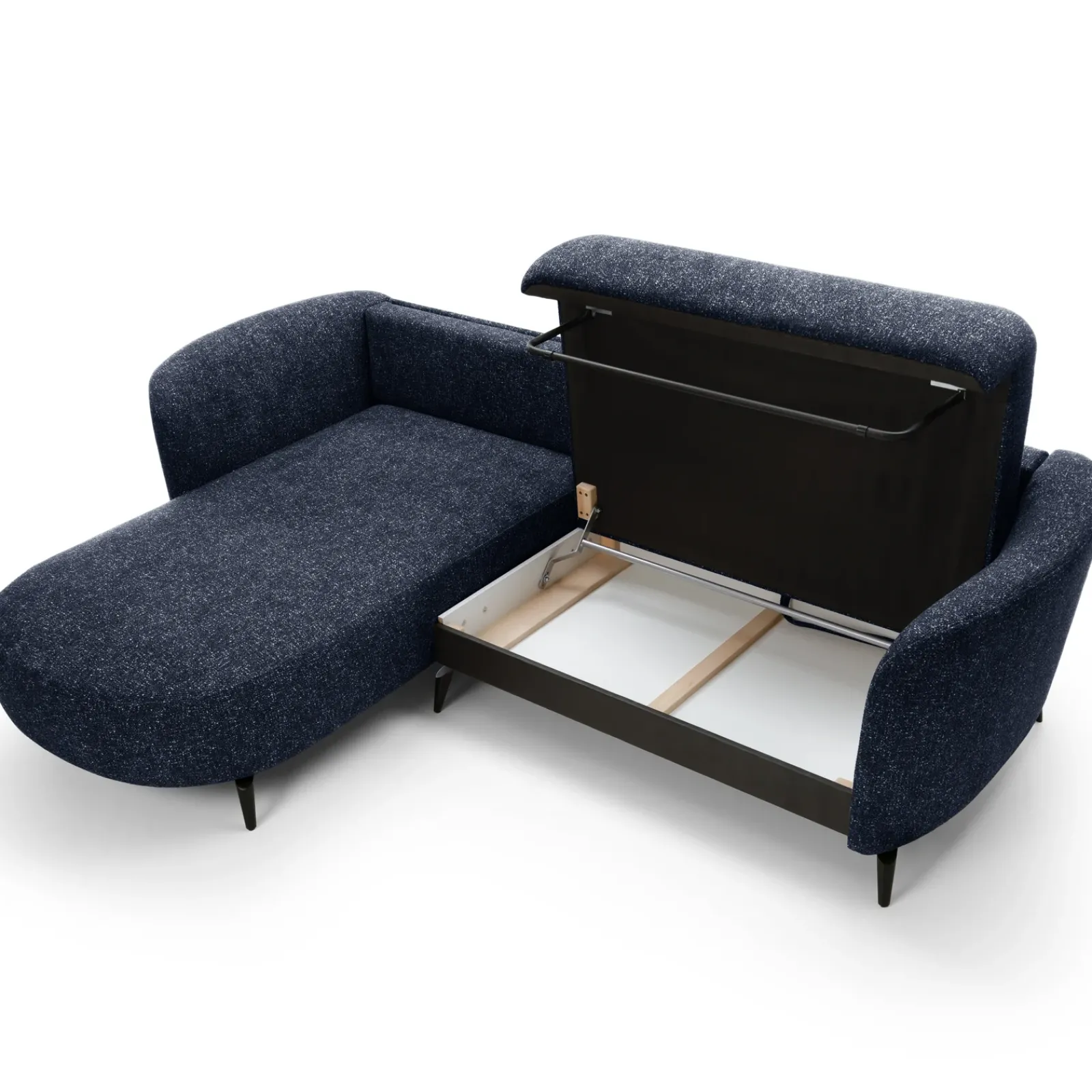 Garnero Arredamenti Divani Angolari|Divani Letto-Divano letto angolare sinistra 3 posti 260x180cm tessuto bouclè blu Repose Tessuto Bouclè Blur Blu
