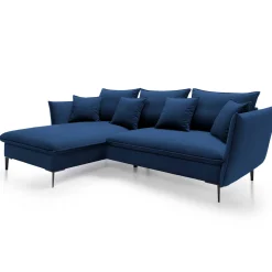 Garnero Arredamenti Divani Angolari|Divani Letto-Divano letto angolare sinistro 3 posti 258x167cm tessuto blu Lushify Tessuto Riviera Vellutato Blu