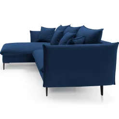 Garnero Arredamenti Divani Angolari|Divani Letto-Divano letto angolare sinistro 3 posti 258x167cm tessuto blu Lushify Tessuto Riviera Vellutato Blu
