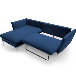 Garnero Arredamenti Divani Angolari|Divani Letto-Divano letto angolare sinistro 3 posti 258x167cm tessuto blu Lushify Tessuto Riviera Vellutato Blu