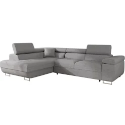 Garnero Arredamenti Divani Angolari|Divani Letto-Divano letto angolare sinistra 4 posti 274x203cm imbottito grigio Bormio Tessuto Treccia Fine Grigio