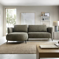 Garnero Arredamenti Divani Angolari|Divani Letto-Divano letto angolare sinistra 3 posti 260x180cm tessuto bouclè verde Repose Tessuto Bouclè Blur Verdone