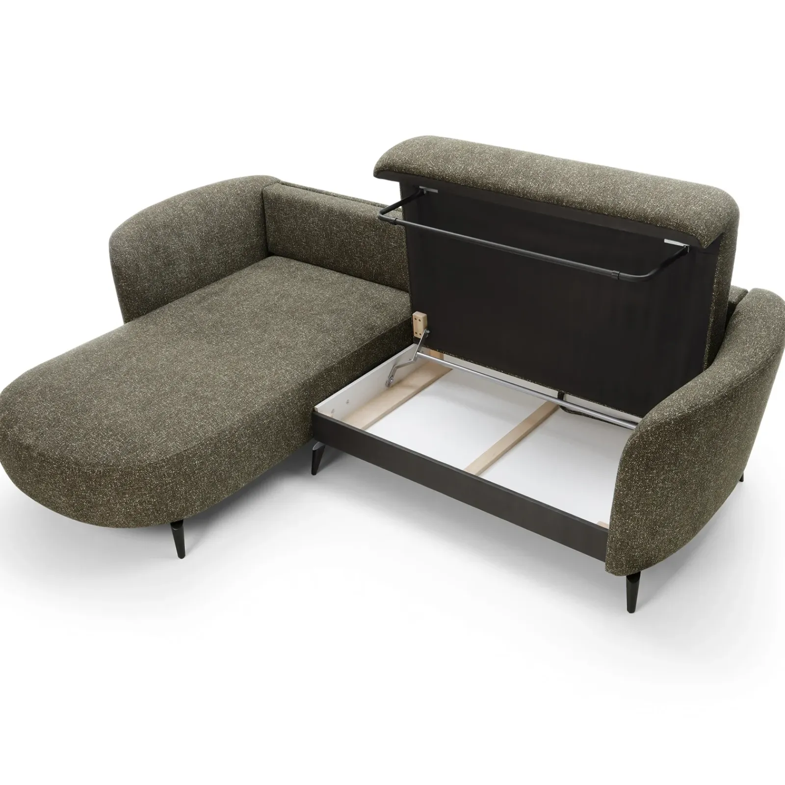 Garnero Arredamenti Divani Angolari|Divani Letto-Divano letto angolare sinistra 3 posti 260x180cm tessuto bouclè verde Repose Tessuto Bouclè Blur Verdone