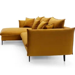 Garnero Arredamenti Divani Angolari|Divani Letto-Divano letto angolare sinistro 3 posti 258x167cm tessuto giallo senape Lushify Tessuto Riviera Vellutato Senape
