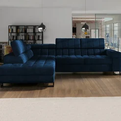 Garnero Arredamenti Divani Angolari|Divani Letto-Divano letto angolare sinistra 5 posti 271x203cm blu Canosio
