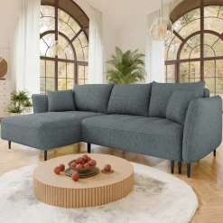 Garnero Arredamenti Divani Angolari|Divani Letto-Divano letto angolare sinistro 3 posti 276x158cm tessuto grigio scuro Angle Tessuto Peluche Onega Grigio Scuro