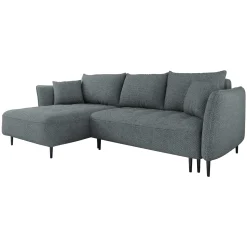 Garnero Arredamenti Divani Angolari|Divani Letto-Divano letto angolare sinistro 3 posti 276x158cm tessuto grigio scuro Angle Tessuto Peluche Onega Grigio Scuro