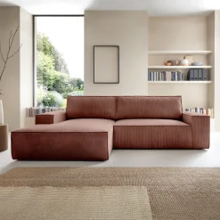 Garnero Arredamenti Divani Angolari|Divani Letto-Divano letto angolare sinistra 3 posti 267x167cm velluto a coste rosa Relaxion Velluto a Coste Poso Rosa