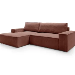 Garnero Arredamenti Divani Angolari|Divani Letto-Divano letto angolare sinistra 3 posti 267x167cm velluto a coste rosa Relaxion Velluto a Coste Poso Rosa