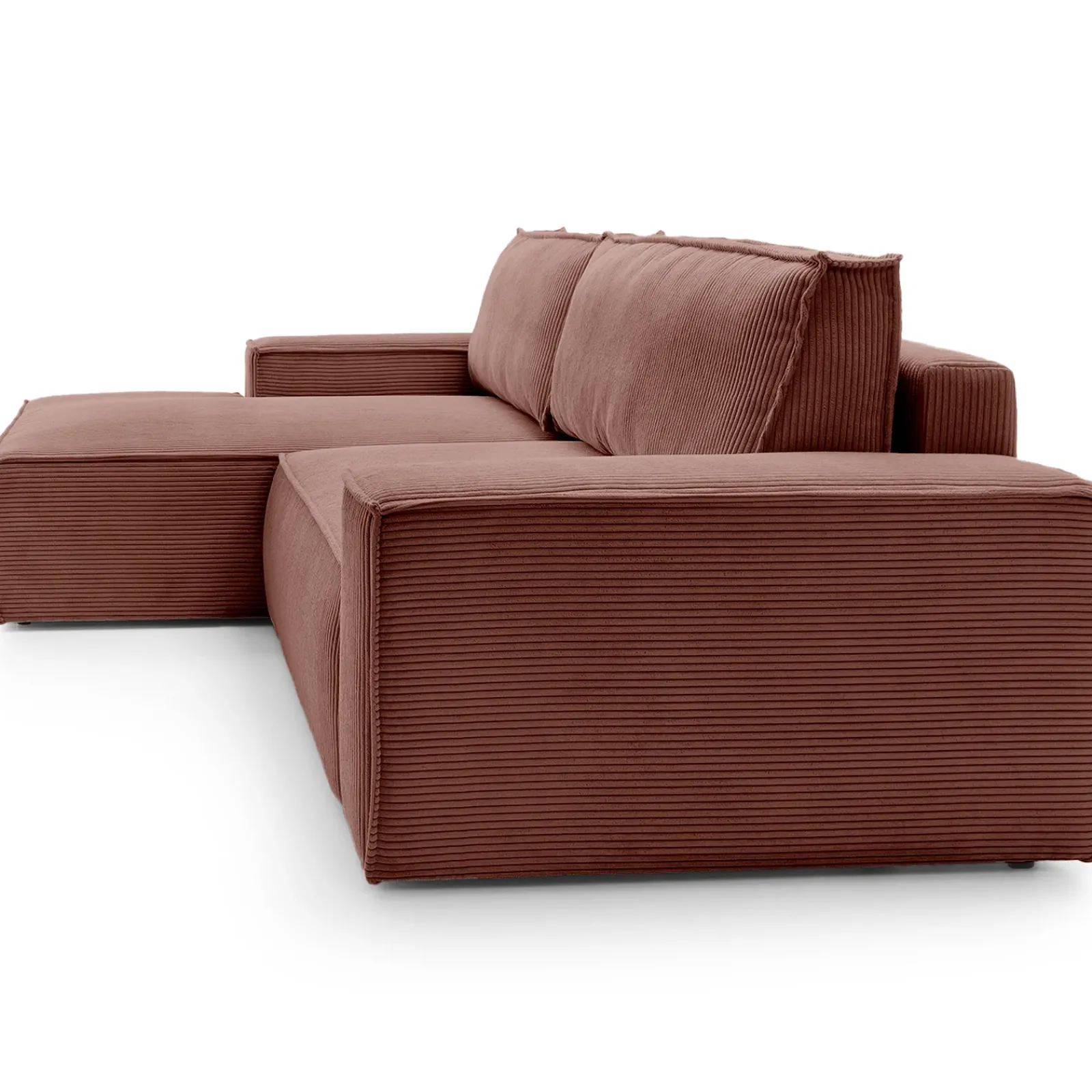 Garnero Arredamenti Divani Angolari|Divani Letto-Divano letto angolare sinistra 3 posti 267x167cm velluto a coste rosa Relaxion Velluto a Coste Poso Rosa