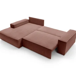 Garnero Arredamenti Divani Angolari|Divani Letto-Divano letto angolare sinistra 3 posti 267x167cm velluto a coste rosa Relaxion Velluto a Coste Poso Rosa