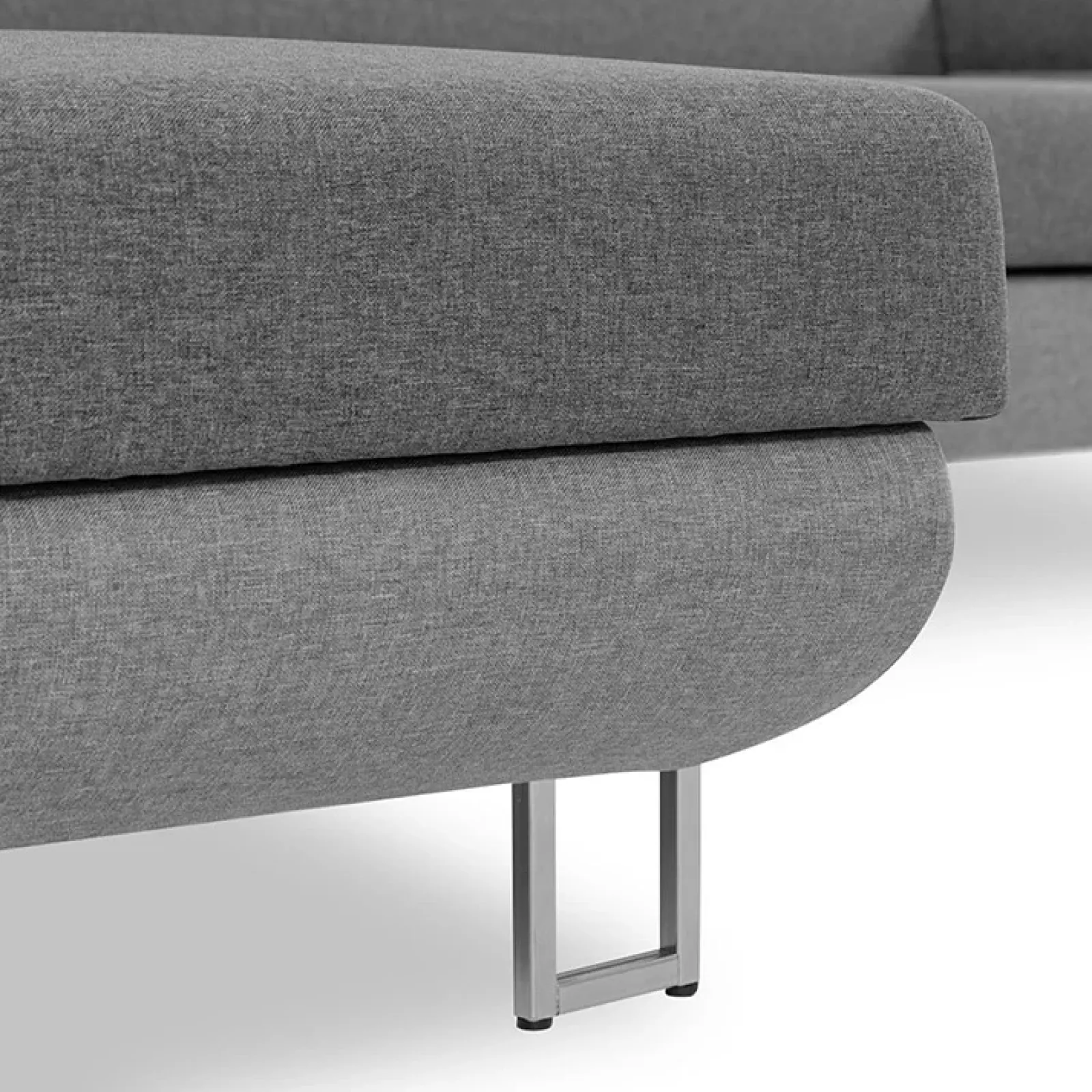 Garnero Arredamenti Divani Angolari|Divani Letto-Divano letto angolare sinistra 5 posti 253x188cm con box contenitore grigio Almese Tessuto Treccia Fine Lux Grigio