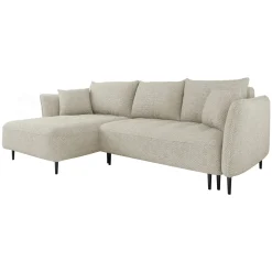 Garnero Arredamenti Divani Angolari|Divani Letto-Divano letto angolare sinistro 3 posti 276x158cm tessuto tortora Angle Tessuto Peluche Onega Tortora