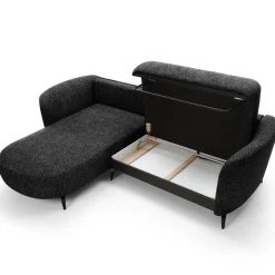 Garnero Arredamenti Divani Angolari|Divani Letto-Divano letto angolare sinistra 3 posti 260x180cm tessuto bouclè antracite Repose Tessuto Bouclè Blur Antracite
