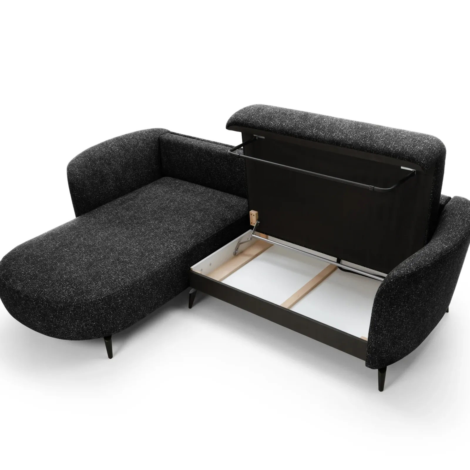 Garnero Arredamenti Divani Angolari|Divani Letto-Divano letto angolare sinistra 3 posti 260x180cm tessuto bouclè antracite Repose Tessuto Bouclè Blur Antracite