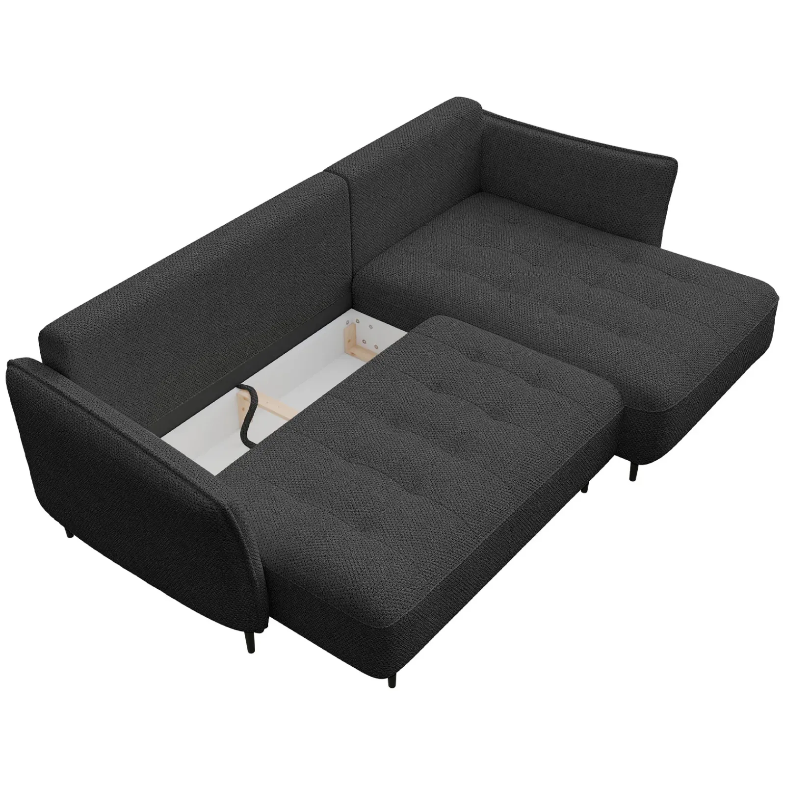 Garnero Arredamenti Divani Angolari|Divani Letto-Divano letto angolare sinistro 3 posti 276x158cm tessuto grigio antracite Angle Tessuto Peluche Onega Antracite