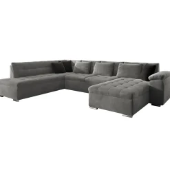 Garnero Arredamenti Divani Panoramici|Divani Angolari-Divano letto angolare sinistra 5 posti 350x205cm grigio Agliana Tessuto Vellutato Manila Grigio Nero