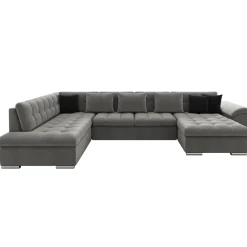 Garnero Arredamenti Divani Panoramici|Divani Angolari-Divano letto angolare sinistra 5 posti 350x205cm grigio Agliana Tessuto Vellutato Manila Grigio Nero